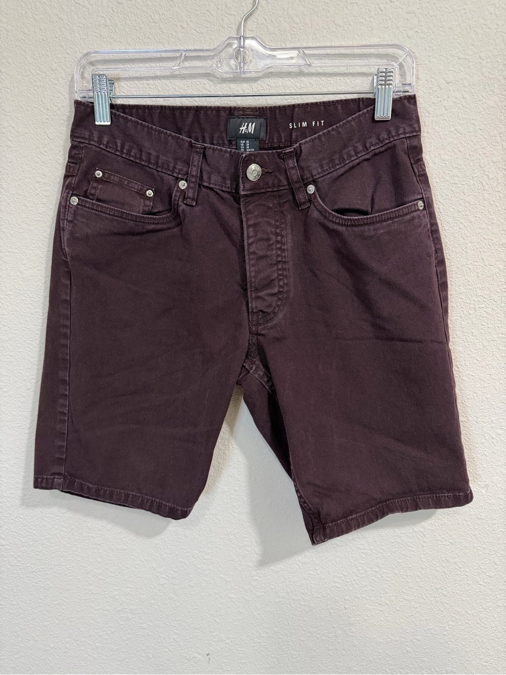H&M Men's Slim Fit Dark Burgundy Jean Shorts